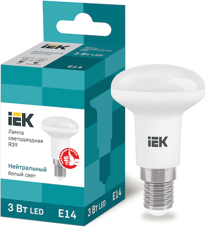 LLE-R39-3-230-40-E14 Лампа светодиодная ECO R39 рефлектор 3Вт 230В 4000К E14 IEK
