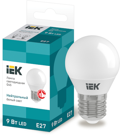 Фото IEK LLE-G45-9-230-40-E27 Лампа светодиодная G45 шар 9Вт 230В 4000К E27
