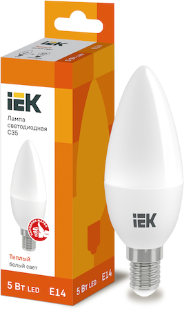 LLE-C35-5-230-30-E14 Лампа светодиодная ECO C35 свеча 5Вт 230В 3000К E14 IEK