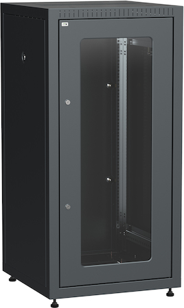 Фото ITK Шкаф сетевой напольный LINEA E 24U 600х600мм стеклянная передняя дверь задняя металлическая черный
