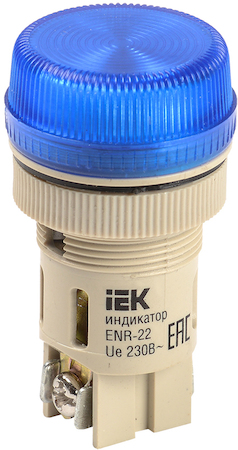 IEK BLS40-ENR-K07 Лампа ENR-22 сигнальная d22мм синий неон/240В цилиндр ИЭК