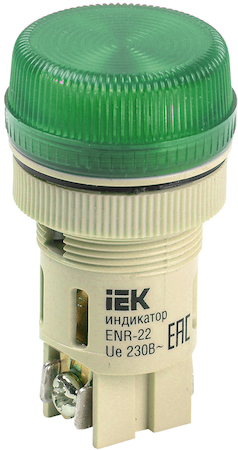 IEK BLS40-ENR-K06 Лампа ENR-22 сигнальная d22мм зеленый неон/240В цилиндр ИЭК