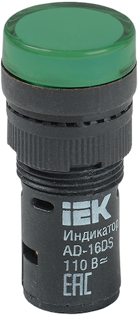 IEK BLS10-ADDS-110-K06-16 Лампа AD16DS(LED)матрица d16мм зеленый 110В AC/DC  ИЭК