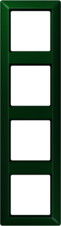 JUNG AS584BFGN Рамка 4-кратная для вертикальной и горизонтальной установки; термопласт, зеленая