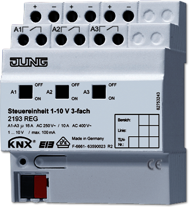 JUNG 2193REG KNX/EIB-модуль управляющий, 1-10 V, тройной