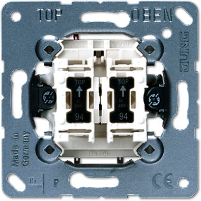 JUNG 505U5 Выключатель 10AX 250V сдвоенный с двумя лампочками