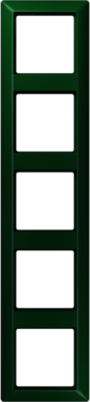 JUNG AS585BFGN Рамка 5-кратная для вертикальной и горизонтальной установки; термопласт, зеленая