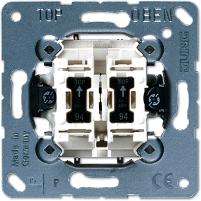 JUNG 505KOVU5 Выключатель 10AX 250V  контрольный сдвоенный для управления жалюзи