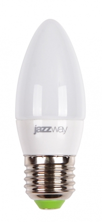 Фото Jazzway 1027849-2 Лампа светодиодная (LED) «свеча» d38мм E27 220° 7Вт 220-240В матовая нейтральная холодно-белая 5000К