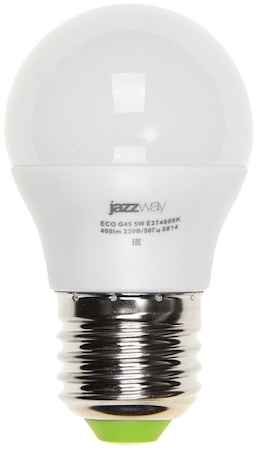 1036988A PLED- ECO-G45 5w E27 4000K 400Lm 230V/50Hz  Jazzway