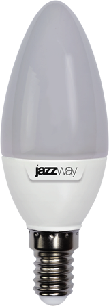 Фото Jazzway 1027818-2 Лампа светодиодная (LED) «свеча» d38мм E14 220° 7Вт 220-240В матовая тепло-белая желтая 3000К