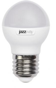Фото Jazzway 1027887-2 Лампа светодиодная (LED) «шар» d45мм E27 180° 7Вт 220-240В матовая нейтральная холодно-белая 5000К