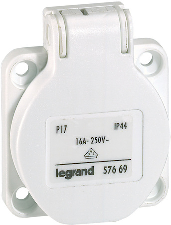 Legrand 057669 Розетка нем.ст. 16А 2К+З 230В IP44 бел.50х50 без шторок