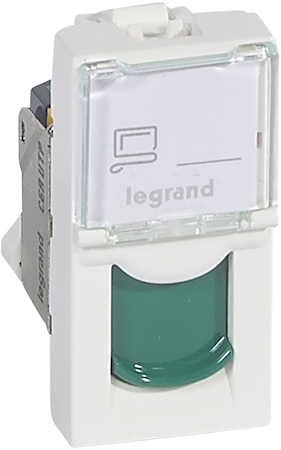 Legrand 076526 MOSAIC RJ45UTP 6a 1М зел.шторк