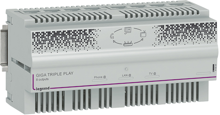 Legrand 413044 Блок автоматического переключения источников сигнала Triple Play. 8 выходов RJ45. Размер: 8DIN