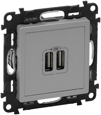 Legrand 753612 VLN-l АЛЮ Роз 2хUSB зарядка