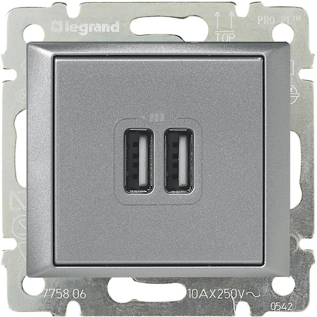 Legrand 770270 2-pозетка USB АЛМ VLN