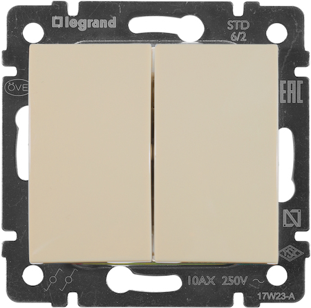 Legrand 774308 Переключатель 2напр 2клав 10A СЛНК VLN