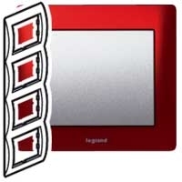 Legrand 771908 Рамка 4п вер Magic Red GL