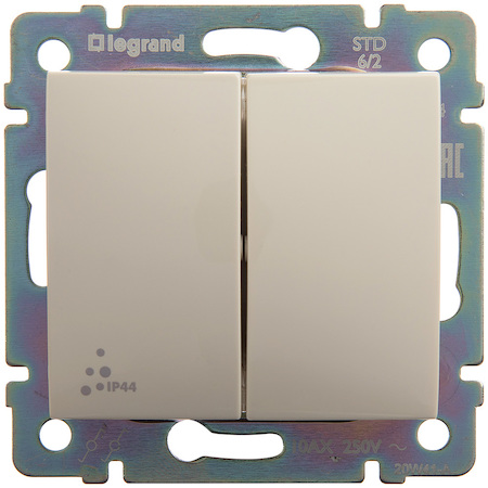 Legrand 774198 Переключатель 2напр 2клав 10A IP44 СЛНК VLN