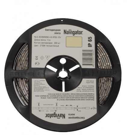 Фото Navigator 71410 NLS-3528WW120-9.6-IP20-12V 2700K 1м светодиодная лента (5м)