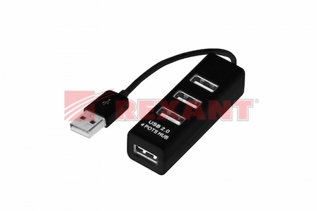 18-4103 Разветвитель USB на 4 порта черный REXANT