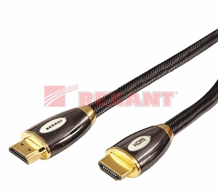 17-6503 Шнур  Luxury  HDMI - HDMI  gold  1.5М  шелк  золото 24к  с фильтрами  (блистер)  REXANT