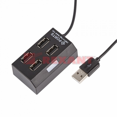 REXANT 18-4105-9 Разветвитель USB на 4 порта квадрат