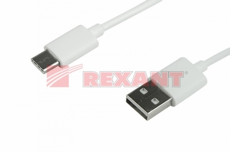 REXANT 18-1881-1-9 Шнур USB 3.1 type C (male) - USB 2.0 (male) белый 1M