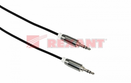 REXANT 18-4260 Аудио кабель AUX 3.5 мм шнур силикон 1M черный