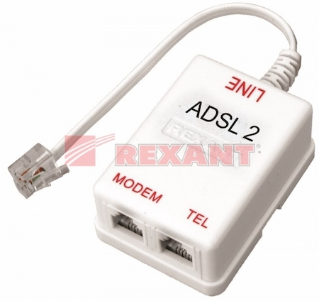 03-0013 ADSL 2 сплиттер (с проводом)  REXANT