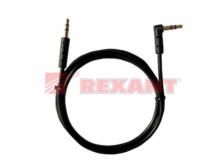 18-1120 Аудио кабель 3,5 мм штекер-штекер угловой 1М черный REXANT