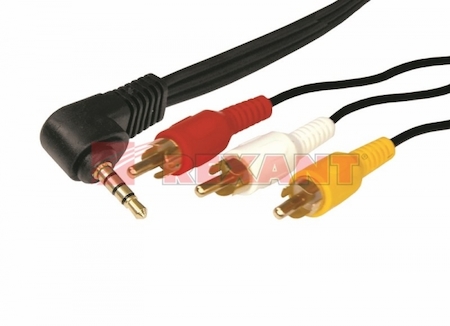 17-4412-4 Шнур Стерео 3,5 мм 4C - 3 RCA, длина  1,5 мeтра (GOLD) (пакет PE)  REXANT 