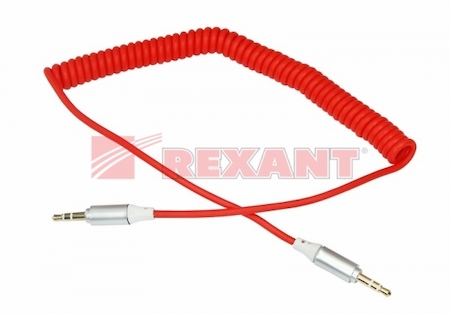 REXANT 18-4016 Аудио кабель AUX 3.5 мм шнур спираль 1M красный