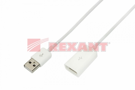 REXANT 18-1130 USB удлинитель  штекер USB A на гнездо USB A 1М белый