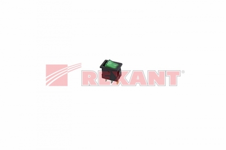 36-2173 Выключатель клавишный 12V 15А (3с) ON-OFF зеленый  с подсветкой  Mini  (RWB-206-1, SC-768)  REXANT