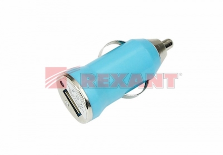 REXANT 18-1935 Автозарядка в прикуриватель USB small (АЗУ) (5V, 1 000mA) синяя блистер