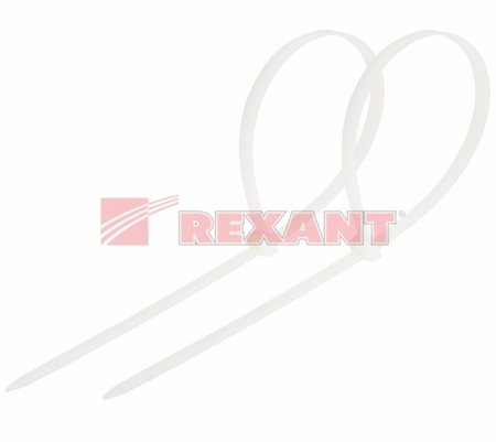 07-0400-8 Стяжкa нейлоновая 400 x 7,6 мм, белая (упак. 100 шт)  REXANT