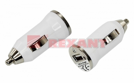 REXANT 18-1189-1 Автозарядка в прикуриватель USB small (АЗУ) (5V, 2 100mA) белая блистер
