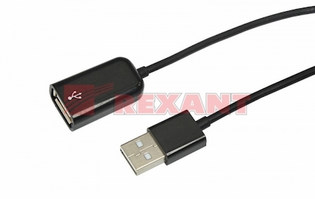 REXANT 18-1822 USB удлинитель  штекер USB A на гнездо USB A 2М черный