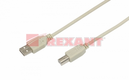 Фото Rexant 18-1106 Шнур USB 2.0 (USB А-USB В) 3м бел.