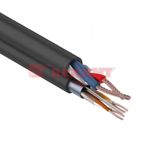 01-4042 Мульти-кабель FTP 2x2x0,50 мм, cat 5e +2х0,75мм², (бухта 200м), черный  REXANT   ВЫВОДИМ