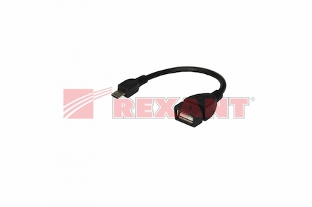 18-1182 USB кабель OTG micro USB на USB шнур 0.15M черный REXANT