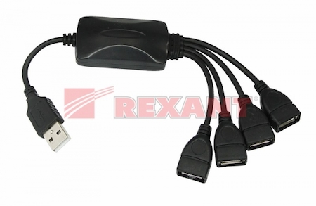 REXANT 18-4101 Разветвитель USB на 4 разъема, стандарт черный