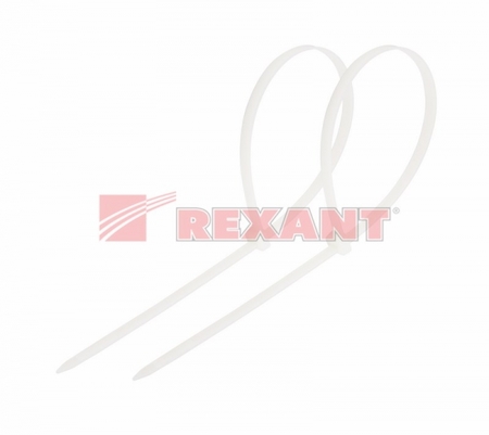 07-0202 Стяжкa нейлоновая 200 x 7,6 мм, белая (упак. 100 шт)  REXANT