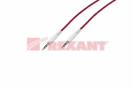 REXANT 18-4076-9 Аудио кабель AUX 3.5 мм в тканевой оплетке 1M красный