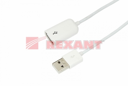 REXANT 18-1811 USB удлинитель штекер USB A на гнездо USB A, 1М, белый.