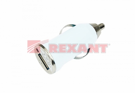 REXANT 18-1934 Автозарядка в прикуриватель USB small (АЗУ) (5V, 1 000mA) белая блистер