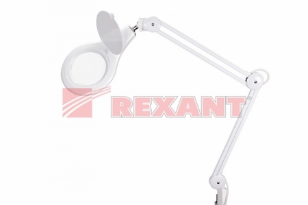 31-0503 Лупа на струбцине круглая 5D с подсветкой 108LED, белая (8062D) REXANT