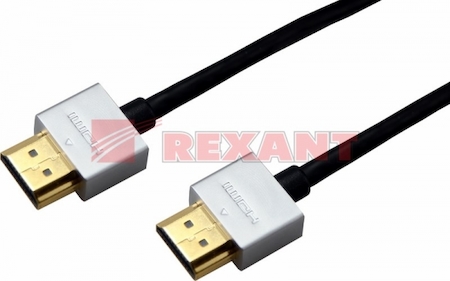 17-6703 Шнур HDMI - HDMI без фильтров, длина  1,5 метра, Ultra Slim (GOLD) (блистер)  REXANT